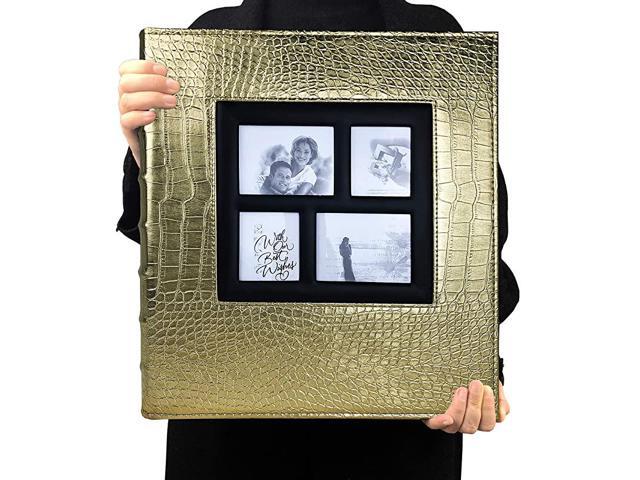 Photo Album 4x6 600 Pockets Black Pages Large Capacity Leather Cover Wedding Family Anniversary Photo Albums Gold 600 Pocket