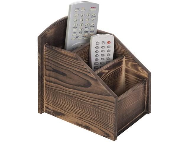 3Slot Burnt Wood Remote Control CaddyMedia Organizer