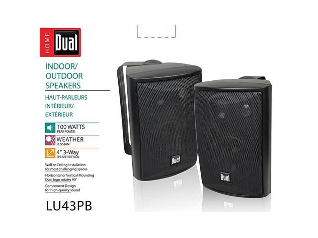 LU43PB 3Way High Performance Outdoor Indoor Speakers with Powerful Bass Effortless Mounting Swivel Brackets All Weather Resistance Expansive