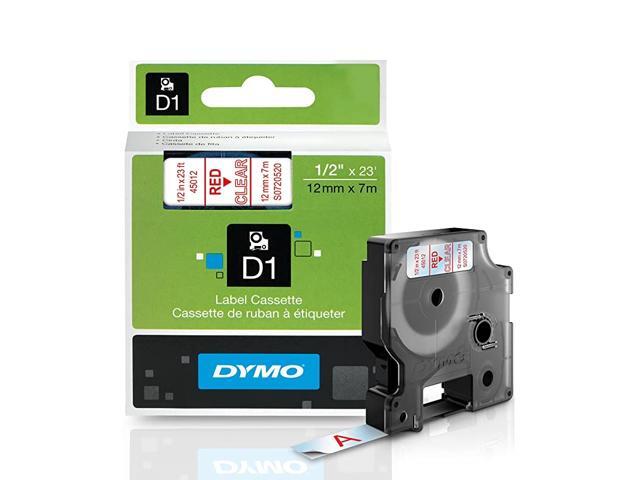 Standard D1 Labeling Tape for LabelManager Label Makers Red print on Clear tape 12 W x 23 L 1 cartridge 45012