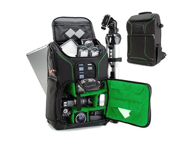 DSLR Camera Backpack Case Green 156 inch Laptop Compartment Padded Custom Dividers Tripod Holder Rain Cover LongLasting Durability and Storage