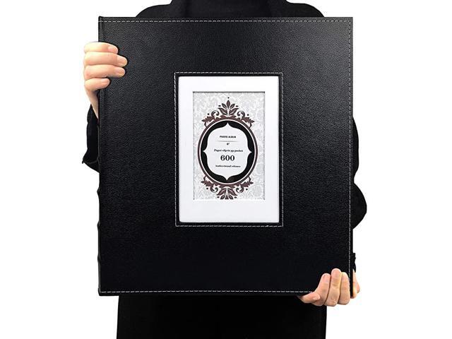 Photo Album 4x6 600 Photos Black Pages Large Capacity Leather Cover Memo Album Wedding Family Photo Albums Holds 600 Horizontal and Vertical Photos