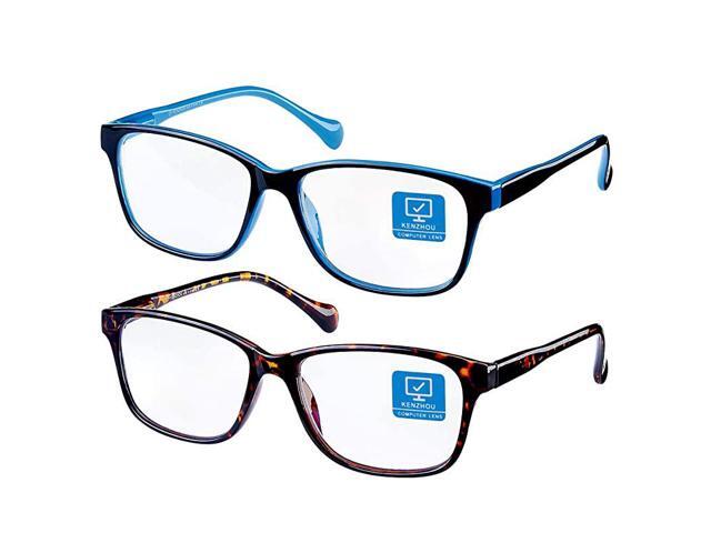 Light Blocking Computer Glasses 2 Pack Decrease Eye Eyestrain UnisexWomenMen Glasses with Spring Hinges Nerd Reading Gaming Glasses