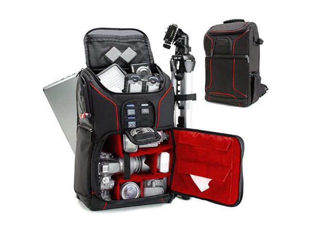 DSLR Camera Backpack Case Red 156 inch Laptop Compartment Padded Custom Dividers Tripod Holder Rain Cover LongLasting Durability and Storage