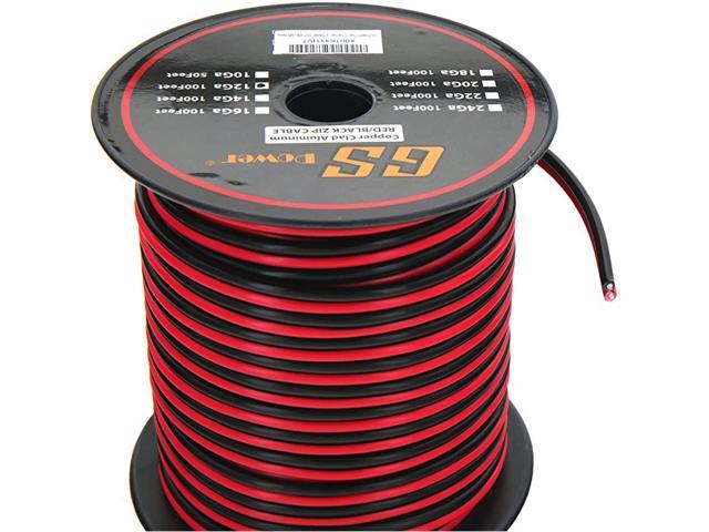 12 Ga Gauge 100 feet CCA Copper Clad Aluminum RedBlack 2 Conductor Bonded Zip Cord Speaker Cable for Car Audio Home Theater LED Light Model Train