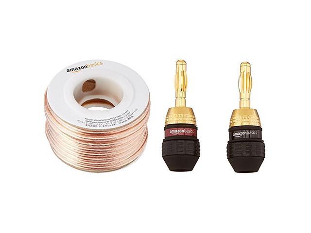 Basics 16Gauge Speaker Wire 50 Feet with Basics Banana Plugs Deadbolt Type 6 pairs
