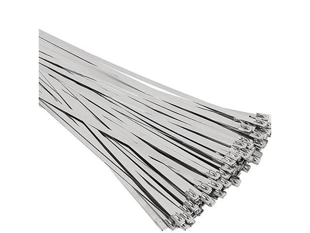 100pcs 118 Inches Stainless Steel Exhaust Wrap MultiPurpose Locking Cable Metal Zip Ties