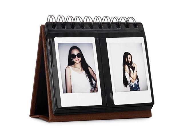 Compatible 68 Pockets Desk Calendar Style Photo Album for Fujifilm Instax Mini 7s 8 8+ 9 25 26 50s 70 90 Films Brown
