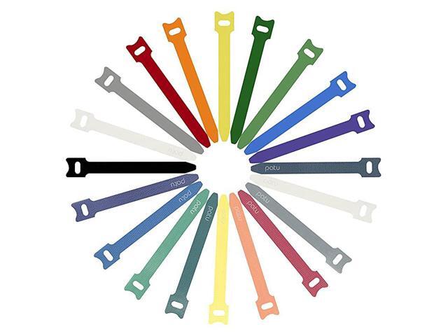 Reusable Fastening Cable Ties 60 Pcs 4 Inch Microfiber Cloth Hook and Loop Cord Management Wire Organizer Straps Assorted Colors