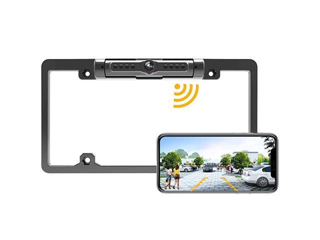 License Plate Wireless Backup Camera WiFi Rear View Camera 170° View Angle Universal IP69 Waterproof Car License Plate Frame Camera for Car Truck