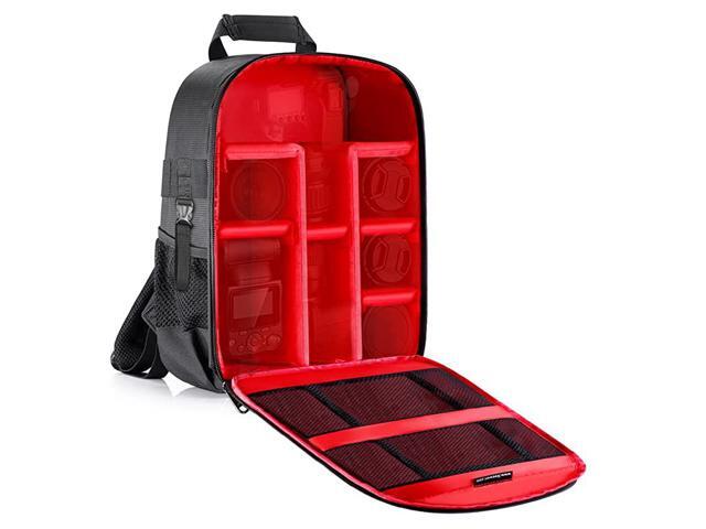 Camera Case Backpack Waterproof Shockproof 122x55x146 inches Bag Red Interior for CanonNikonSonyOlympusPentax Mirrorless and Lenses Batteries and