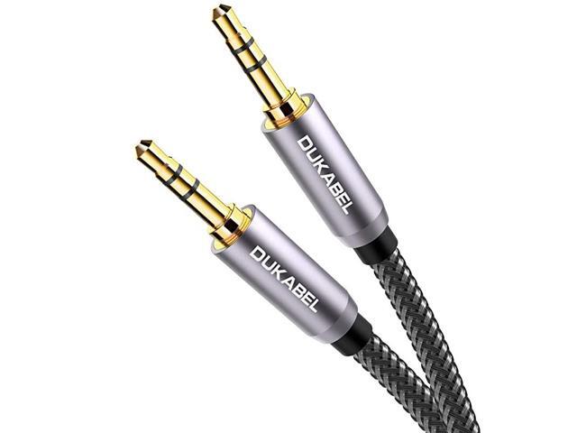 Top Series Long Audio Cable 16 Feet 5 Meters Shielded Aux Cable Cord 35mm Male to Male Stereo Auxiliary Cable CordCrystalNylon Braided 24K Gold