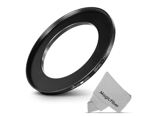 Photo 5877MM StepUp Ring Adapter 58MM Lens to 77MM Filter or Accessory + Premium MagicFiber Cleaning Cloth