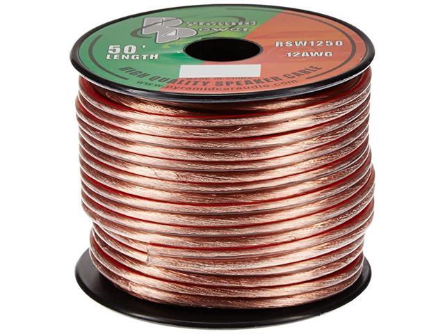 50ft 12 Gauge Speaker Wire Copper Cable in Spool for Connecting Audio Stereo to Amplifier Surround Sound System TV Home Theater and Car Stereo