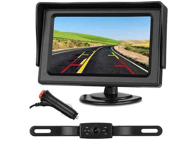 A2 HD 1080P Car Backup Camera with 43 Inch Monitor Easy Installation System for Cars Trucks Campers Clear Night Vision DIY Guide Lines