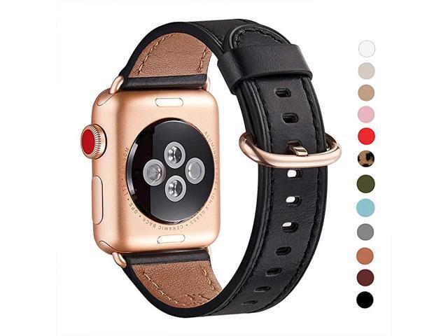Compatible iWatch band 40mm 38mm Top Grain Leather Band With Gold Adapter the Same as Series 543 With Gold Aluminum Case in Color for SE Series