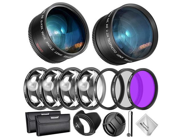 55mm Lens and Filter Accessory Kit for Nikon AFP DX 1855mm A7III A72870mm A60001670mm 043X Wide Angle Lens 22XTelephoto Lenses UVCPLFLDFilter and