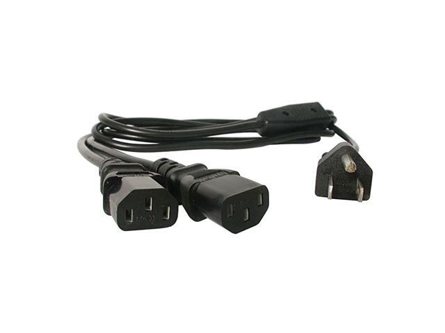 com 6 ft Computer Power Cord NEMA 515P to 2X C13 C13 YCable Power Cord Y Splitter Cable Power Two Monitors at Once PXT101Y