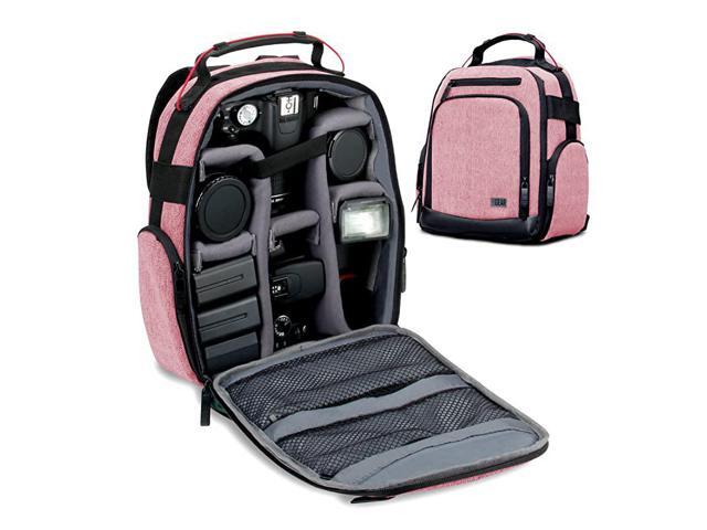 Portable Camera Backpack for DSLR Red with Customizable Accessory Dividers Weather Resistant Bottom and Comfortable Back Support Compatible with