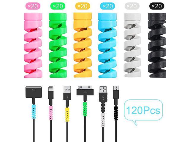 Pieces Charger Cable Saver Mouse Cable Protector Silicone Flexible Cable Wire Protector Management Organizer Spiral Cable Protector in 6 Colors for