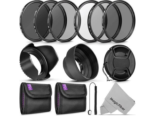 Altura Photo UV CPL ND4 Filter Kit ND Filter Set Collapsible Rubber Lens Hood Tulip Lens Hood Bundle for Lenses with a Filter Size