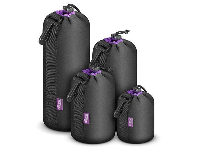 4 Pack Thick Protective Neoprene Pouch Set for DSLR Camera Lens Canon Nikon Pentax Sony Olympus Panasonic Includes Small Medium Large and Extra