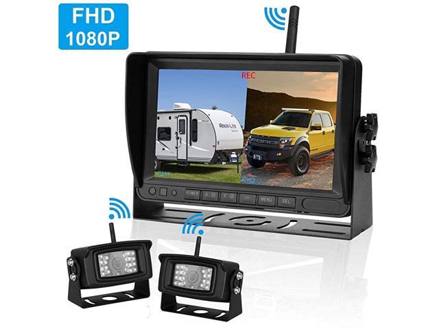 LK9 FHD 1080P DVR Digital Wireless 2 Backup Cameras for RV Trailer Truck Motorhome5th Wheel7' IPS Split/Quard Screen High-Speed