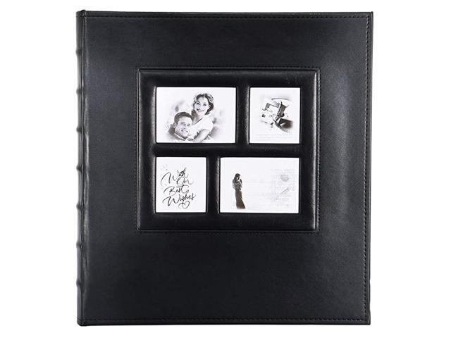 Picutre Album 4x6 500 s Extra Large Capacity Leather Cover Wedding Family Albums Holds 500 Horizontal and Vertical 4x6 s with Black Pages Black