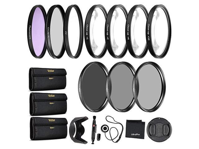 Precision 10PC Filter Kit Accessory Bundle Includes UV CPL FLD ND2 ND4 ND8 and 4 Macro Closeup Filters Lens Hood Cap Cases and More