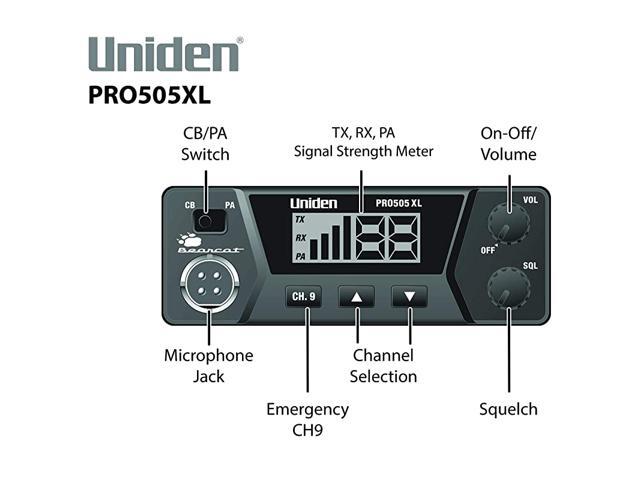 PRO505XL 40Channel CB Radio ProSeries Compact Design Black Tram 703HC Center Load CB Antenna Kit