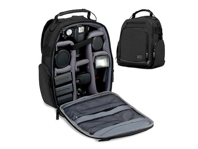 Portable Camera Backpack for DSLR Black with Customizable Accessory Dividers Weather Resistant Bottom and Comfortable Back Support Compatible with