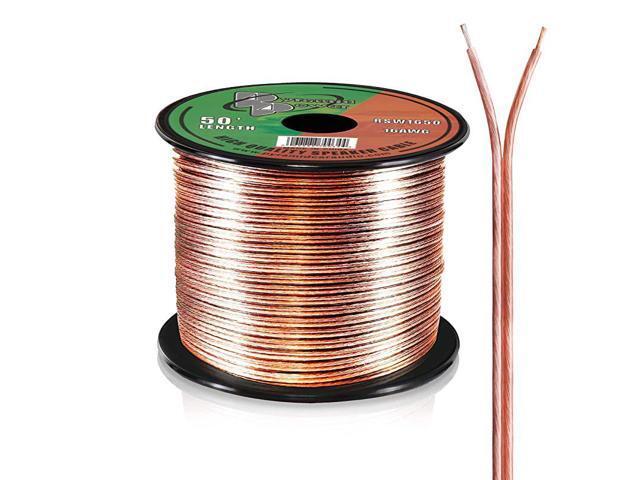 50ft 16 Gauge Speaker Wire Copper Cable in Spool for Connecting Audio Stereo to Amplifier Surround Sound System TV Home Theater and Car Stereo