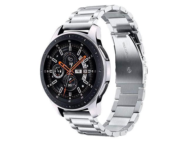 Metal Strap Compatible with Galaxy Watch 46mm BandsGear S3 Classic Band Men Silver 22mm Solid Stainless Steel Business Bracelet for Samsung Galaxy