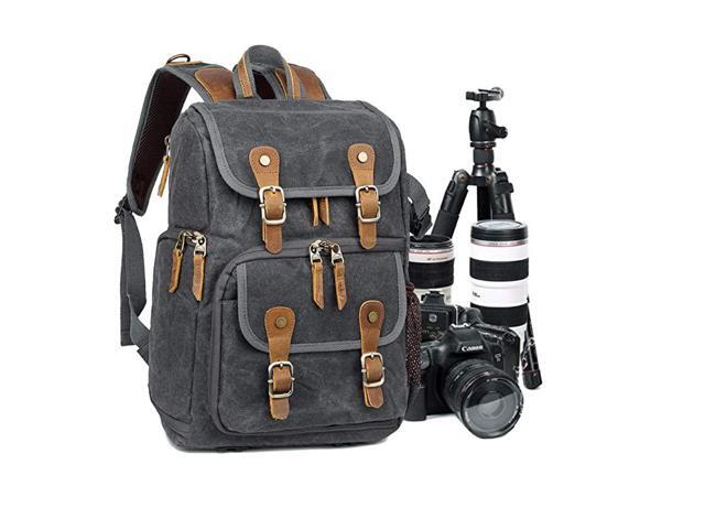 Camera Backpack Canvas SLR DSLR Camera Bag Backpack Large Capacity Front Open Waterproof AntiShock Backpack for Canon Nikon Fuji and Other Cameras