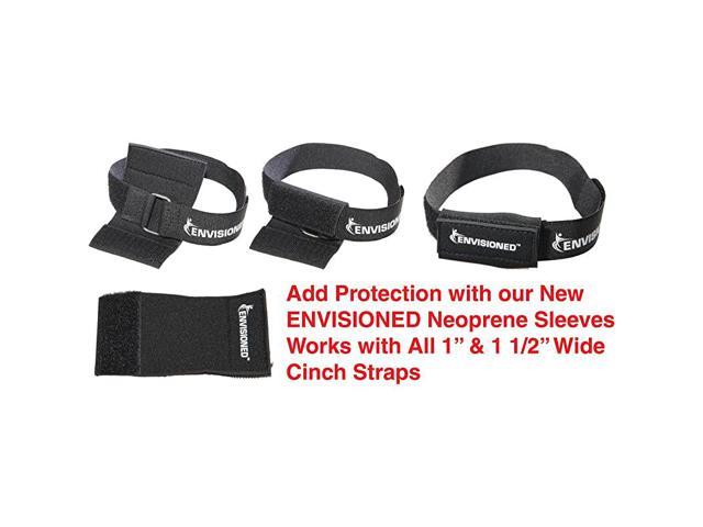 Envisioned Reusable Cinch Straps 1 x 15 - 12 Pack, Multipurpose Quality Hook and Loop Securing Straps (Black) - Plus 2 Free Bonus Reusabl