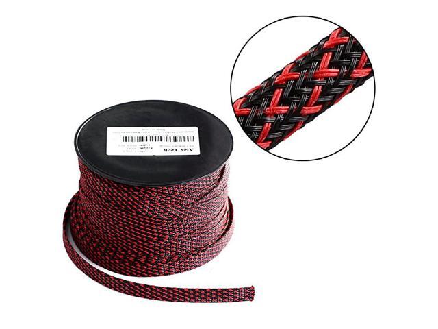 100ft 14 inch PET Expandable Braided Sleeving Blackred braided cable sleeve