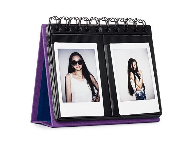 Compatible 68 Pockets Desk Calendar Style Photo Album for Fujifilm Instax Mini 7s 8 8+ 9 25 26 50s 70 90 Films Purple