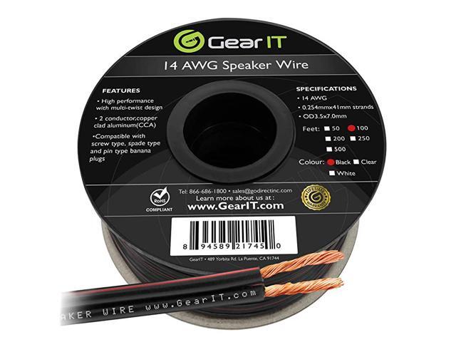 14AWG Speaker Wire Pro Series 14 AWG Gauge Speaker Wire Cable 100 Feet 3048 Meters Great Use for Home Theater Speakers and Car Speakers Black
