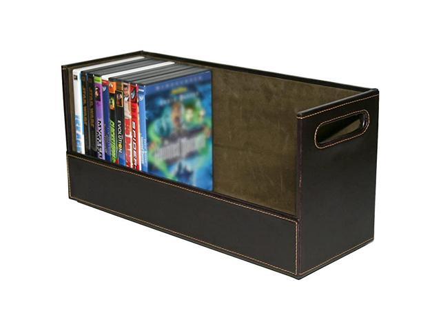 DVD Storage Box with Powerful Magnetic Opening DVD Tray Holds 28 DVD BluRay PS4 Video Games for Media Shelf Storage Organization