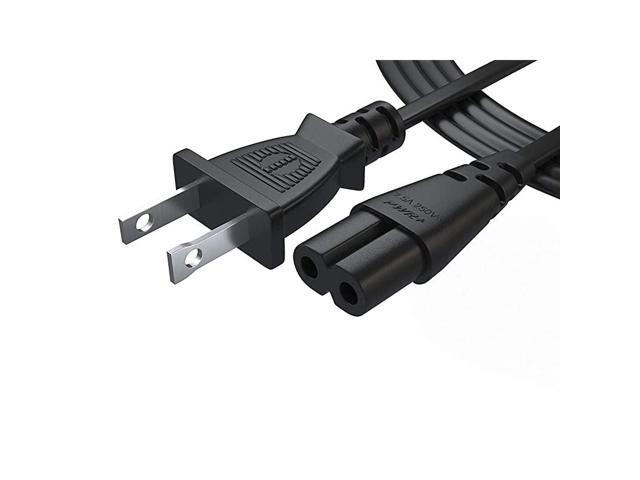 AC Cable Replacement Power Cord 2 Prong 6 Feet Black