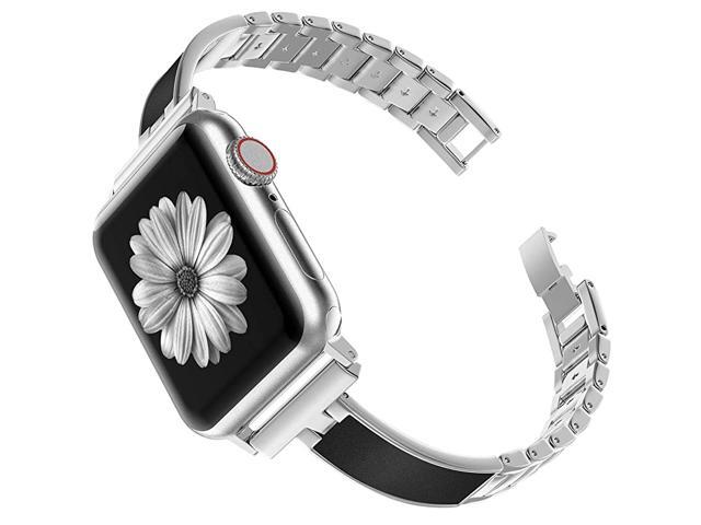 Compatible with Apple Watch Band Rose Gold Women 40mm Series SE 6 5 4 Stainless Steel Bracelet Replacement Wristband Jewelry Pink Compatible with