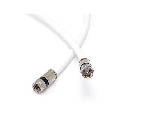 Feet White RG6 Coaxial Cable Coax Cable with Connectors F81 RF Digital Coax AV Cable TV Antenna and Satellite CL2 Rated Foot