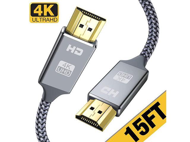 4K HDMI Cable 15FT HDMI Cord High Speed 18Gbps HDMI to HDMI Cable4K 3D 2160P 1080P Ethernet 28AWG Braided HDMI 20 Cable Audio Return Compatible UHD