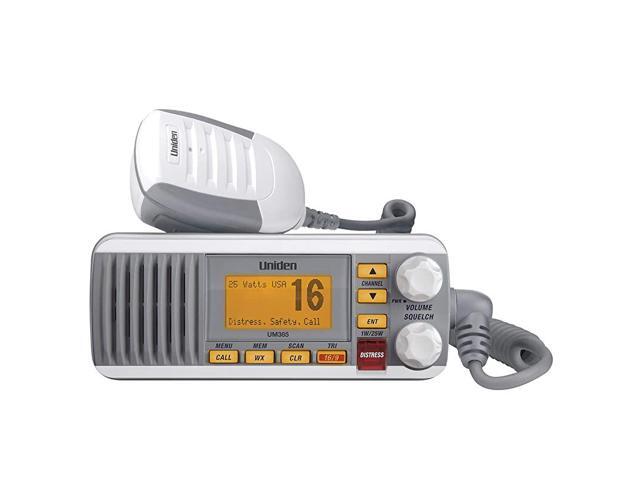UM385 25 Watt Fixed Mount Marine VHF Radio Waterproof IPX4 with Triple Watch Dsc EmergencyNOAA Weather Alert White Shakespeare 4187 SS Ratchet Mount