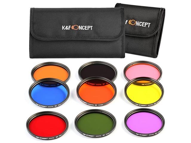 58mm Filter 58mm 9pcs Round Full Color Filter Set Professional Color Filter Kit Lens Accessory Lens Filter Kit Compatible with Canon T5i T6 T3 DSLR