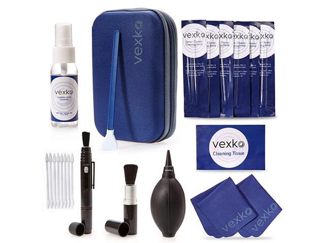 Camera Cleaning Kit for DSLR Cameras Traveling Pouch + Camera Lens Cleaner Solution Wipes + Microfiber Cleaning Cloths + Air Blower Nozzle +