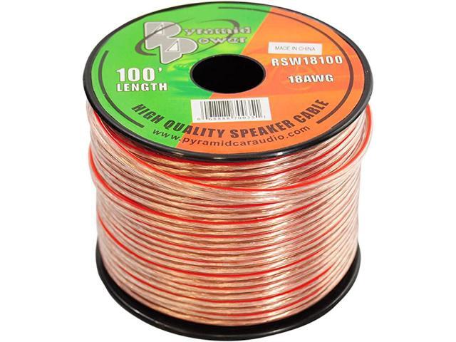 100ft 18 Gauge Speaker Wire Copper Cable in Spool for Connecting Audio Stereo to Amplifier Surround Sound System TV Home Theater and Car Stereo
