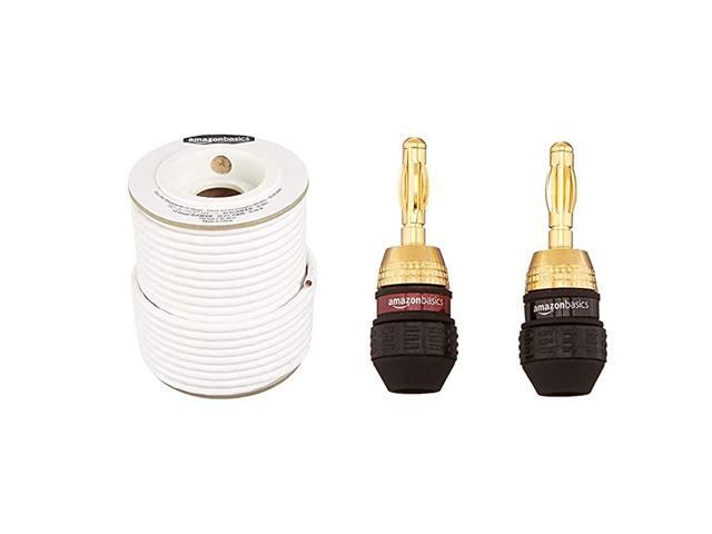 Basics Speaker Wire 14Gauge 999 OxygenFree Copper 100 Feet Banana Plugs 12 pairs