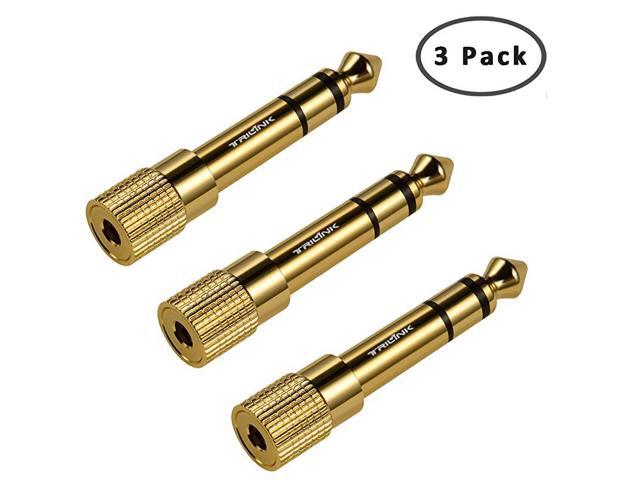 Stereo Audio Adapter GoldPlated Pure Copper 635mm 14 inch Male to 35mm 18 inch Female Headphone Jack Plug 3 Pack