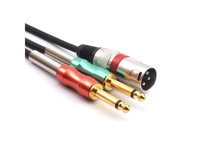 10FT XLR 3 Pin Male to Double 635mm 14 TS Male Y Splitter Cable Dual Mono Male 14 inch 635mm to XLR Male Plug Stereo Microphone Cables10Feet